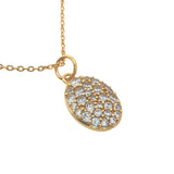 Collier doré médaille ovale en zircons 42 cm