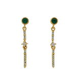 Golden earrings with stones and zircons