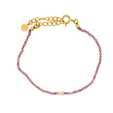 Bracelet doré trilogie quartz rose et tourmaline rose