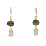Golden duo stone earrings