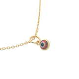 Collier doré petit oeil verre soufflé rouge 42 cm