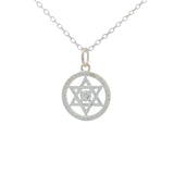 925 silver necklace with star of David and zircons pendant
