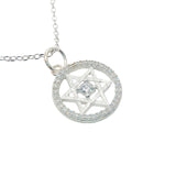 925 silver necklace with star of David and zircons pendant