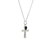 925 silver necklace with Egyptian ankh cross and lapis