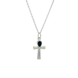 925 silver necklace with Egyptian ankh cross and lapis