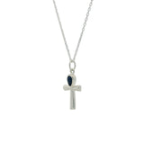 925 silver necklace with Egyptian ankh cross and lapis