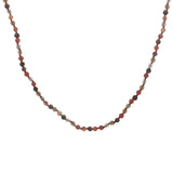 Collier doré perles oranges et en bois avec noeuds marrons 90 CM
