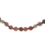 Collier doré perles oranges et en bois avec noeuds marrons 90 CM