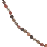 Collier doré perles oranges et en bois avec noeuds marrons 90 CM