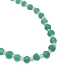 Collier doré alternance d'onyx verte et prehnite 42 cm