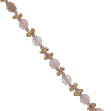 Collier doré perles roses, couronnes dorées et noeuds roses 42 cm
