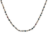 Collier doré oeil de tigre, perles en bois et couronnes dorées 46 cm