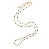 Collier doré alternance de perles de culture, rubis zoisite et perles dorées 42 cm