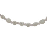Collier doré perles de culture et quartz rose 42 cm