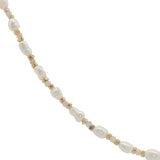 Collier doré alternance de perles de culture, opale rose et perles dorées 42 cm