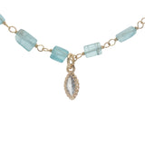 Collier doré apatite rectangulaire goutte zircon 42 cm