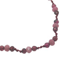 Collier doré avec grenat, tourmaline et noeuds bordeaux 42 cm