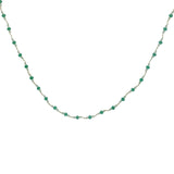 Collier doré prehnite et onyx verte alternées sur fil vert 42 cm