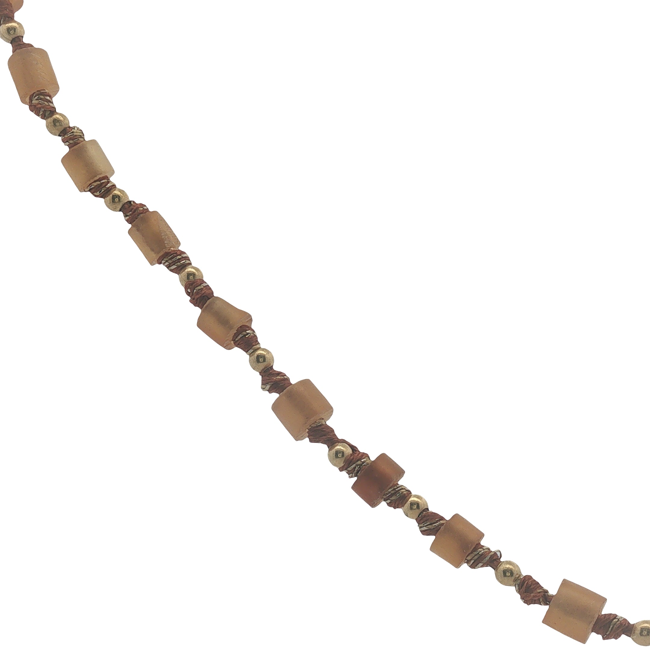 Collier doré perles en tubes marron et perles dorées  42 cm