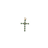 Charms doré croix fine en onyx verte