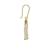Golden earrings with a cascade of stones and zircons