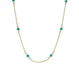 Collier doré duo de prehnite et onyx verte 46 cm