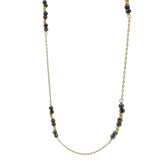 Collier doré pyrite grise et perles dorées 46 cm