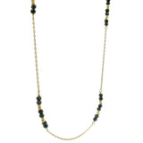 Collier doré pyrite grise et perles dorées 46 cm