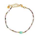 Bracelet doré duo tourmaline et onyx verte
