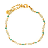 Bracelet doré en onyx verte et prehnite facettées avec perles dorées