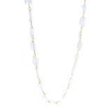 Collier doré pierres rectangles quartz rose