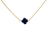 Collier doré petit trèfle lapis lazulis