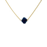 Collier doré petit trèfle lapis lazulis