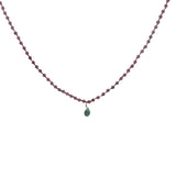 Collier doré grenat avec goutte rubis zoisite 38 cm