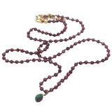 Collier doré grenat avec goutte rubis zoisite 38 cm