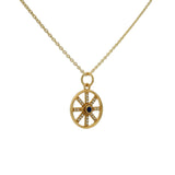 Collier doré medaille oeil lapis et zircons 42 cm