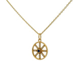 Collier doré medaille oeil lapis et zircons 42 cm