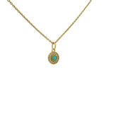Collier doré petite médaille turquoise zircons 42 cm