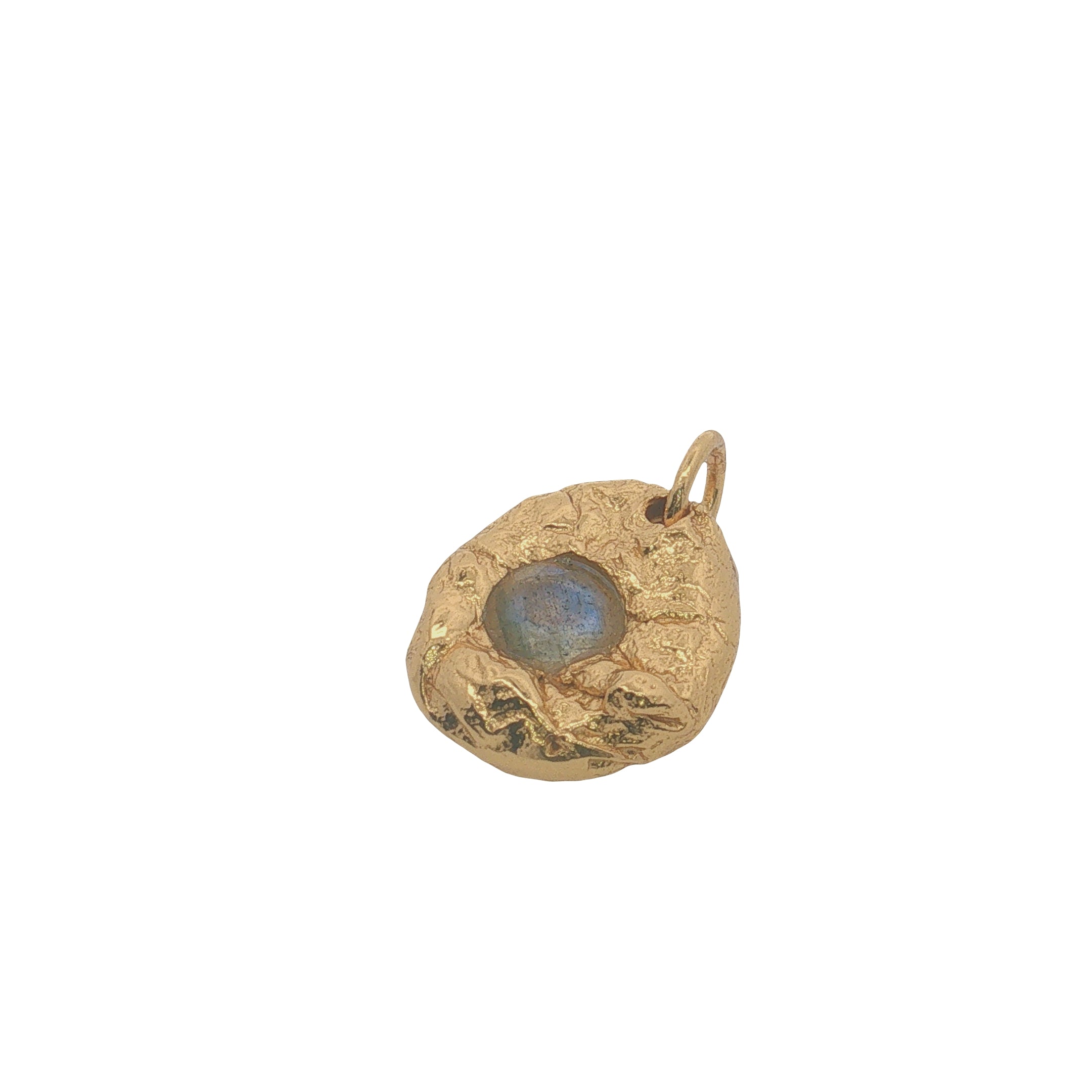 Charms doré médaille martelée avec labradorite