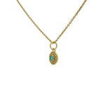 Collier doré petite médaille turquoise zircons 42 cm