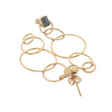 Boucles d'oreilles dorées pendantes anneaux et labradorite