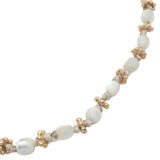 Collier doré perles nacre et couronnes dorées 42 cm