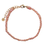 Bracelet brésilien doré cordon rose chaine dorée GM
