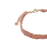 Bracelet brésilien doré cordon rose chaine dorée GM