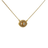 Collier doré oeil et zircons blancs 41 cm