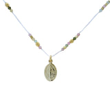 Collier en fil avec tourmaline et pendentif vierge 42cm
