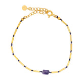Bracelet with golden tubes and rectangular stone