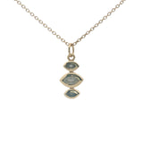Collier doré trilogie multi pierres 42 cm