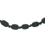 Collier doré perles ovales en bois foncé et noeuds marrons 64 cm