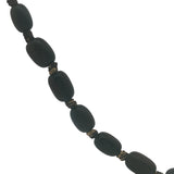 Collier doré perles ovales en bois foncé et noeuds marrons 64 cm